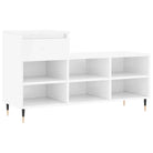 Elegante schoenenkast van bewerkt hout met metalen poten in hoogglans wit - Hoogglans wit / 1 - Schoenenrekken