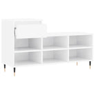 Elegante schoenenkast van bewerkt hout met metalen poten in hoogglans wit - Hoogglans wit / 1 - Schoenenrekken