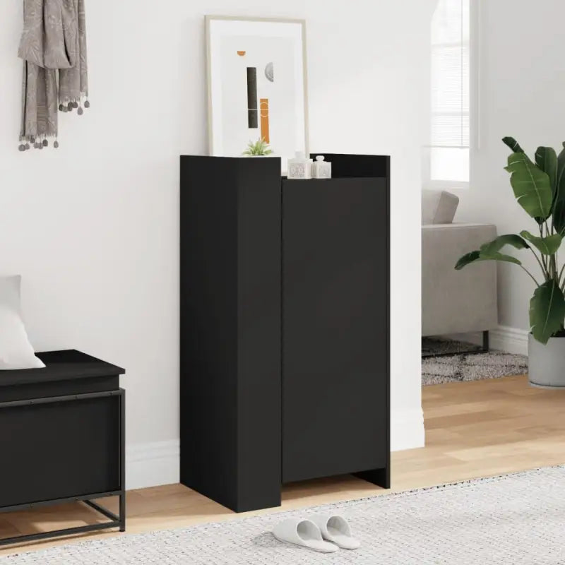 Elegante schoenenkast van bewerkt hout voor een opgeruimde ingang - Zwart / 1 - Schoenenrekken