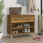Elegante schoenenkast van bewerkt hout voor een opgeruimde ruimte - Gerookt eiken / 1 - Schoenenrekken