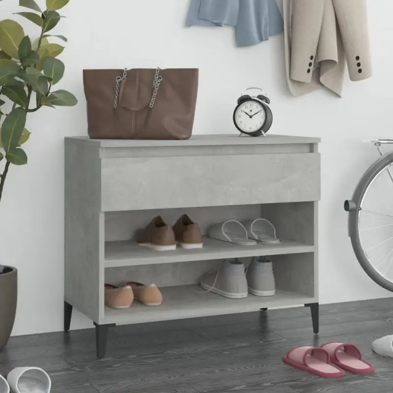 Elegante schoenenkast van bewerkt hout voor een opgeruimde ruimte - Betongrijs / 1 - Schoenenrekken