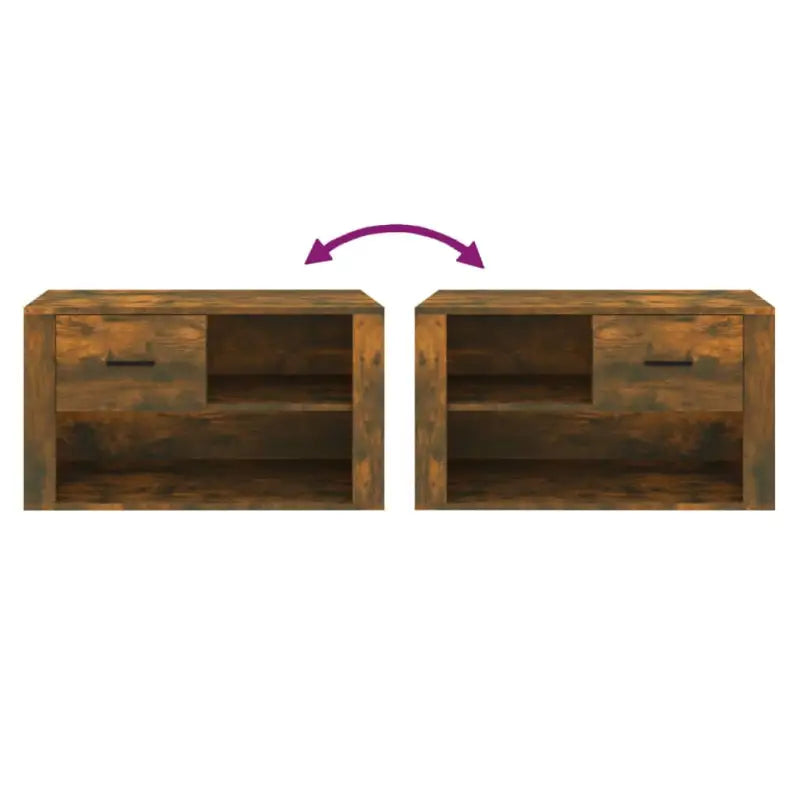 Elegante schoenenkast van bewerkt hout voor een opgeruimde ruimte - Gerookt eiken / 1 - Schoenenrekken