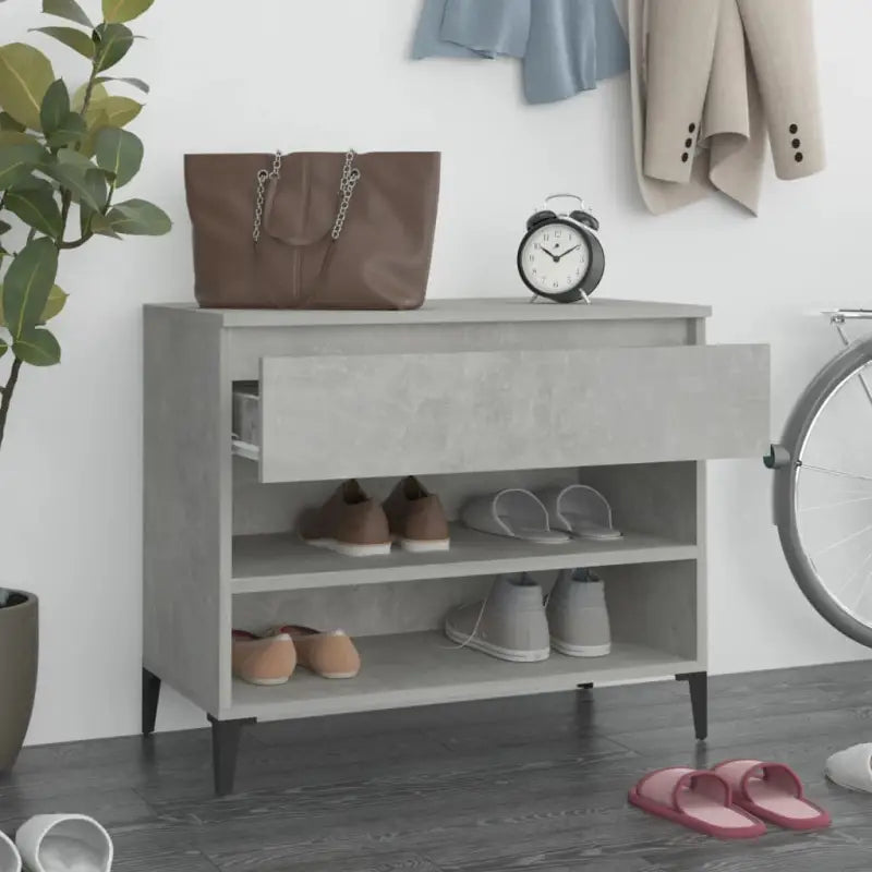 Elegante schoenenkast van bewerkt hout voor een opgeruimde ruimte - Betongrijs / 1 - Schoenenrekken