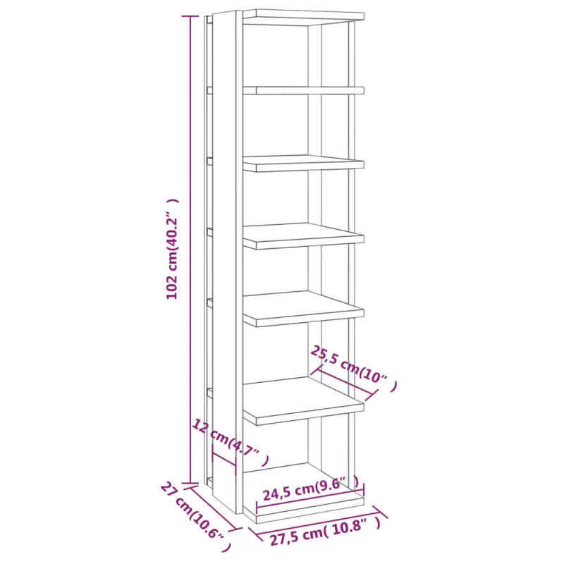 Schoenenkast 27,5X27X102 Cm Bewerkt Hout