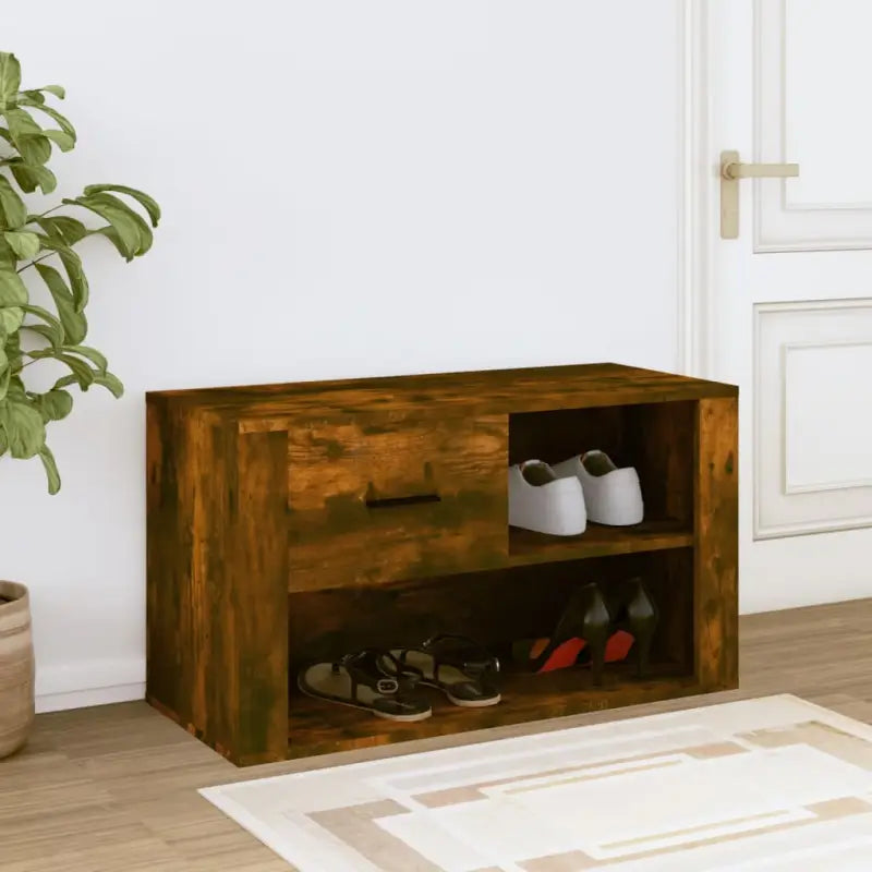 Elegante schoenenkast van bewerkt hout voor een opgeruimde ruimte - Gerookt eiken / 1 - Schoenenrekken