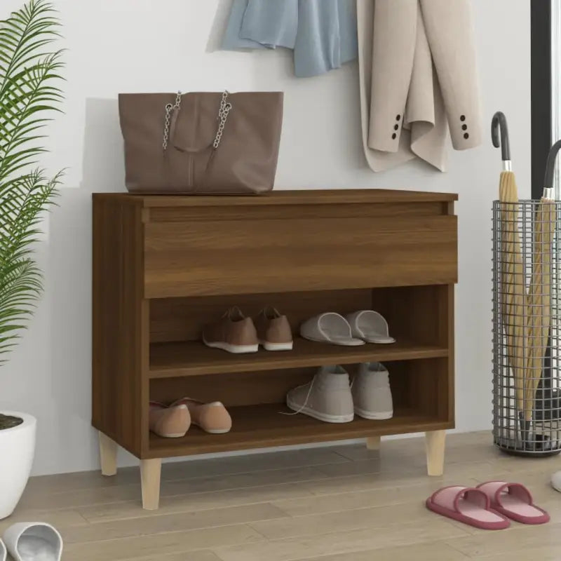 Elegante schoenenkast van bewerkt hout voor een opgeruimde ruimte - bruin eikenkleur / 1 - Schoenenrekken