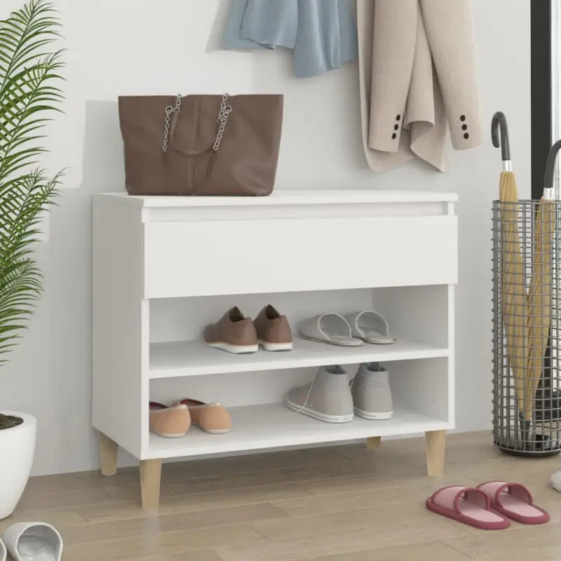 Elegante schoenenkast van bewerkt hout voor een opgeruimde ruimte - Wit / 1 - Schoenenrekken