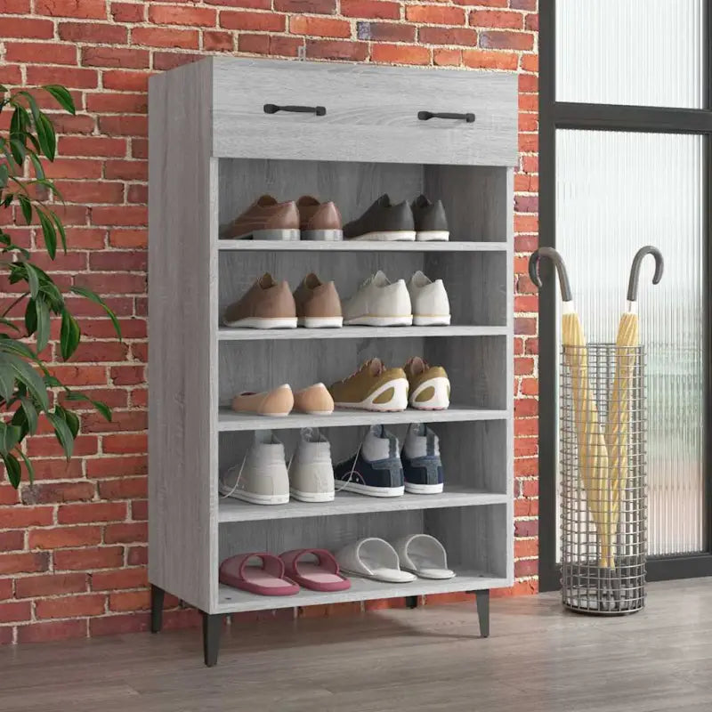 Elegante Schoenenkast van bewerkt hout voor slaapkamer of gang - Grijs sonoma / 1 - Schoenenrekken