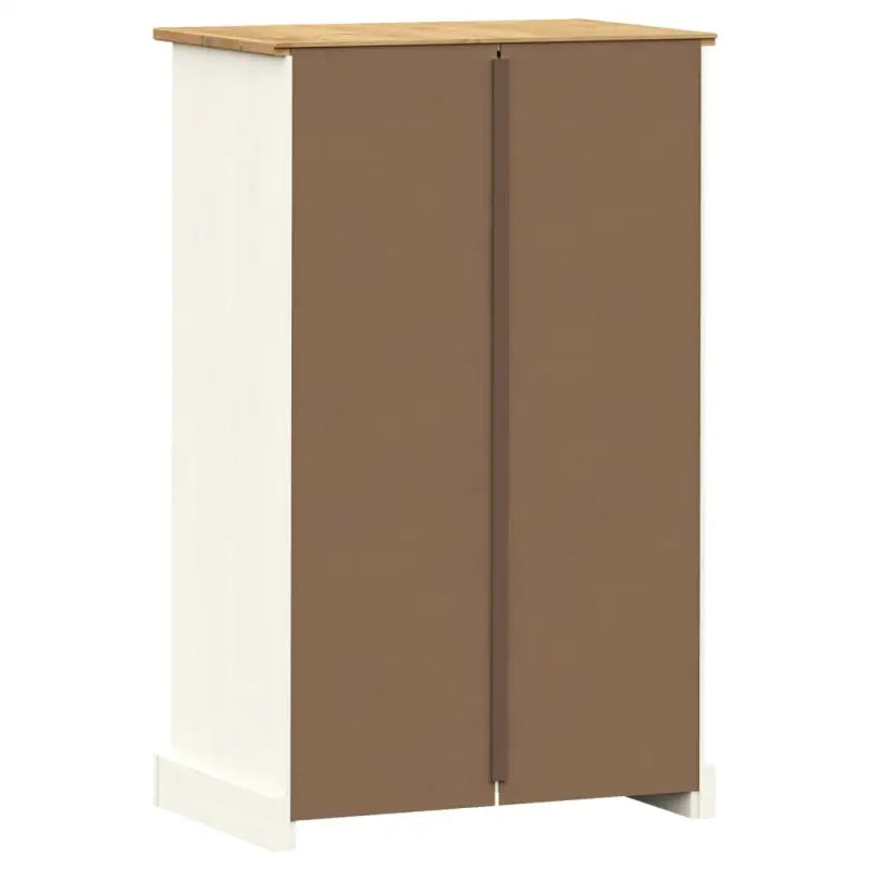 Elegante schoenenkast van massief grenenhout met metalen handgrepen - Wit / 1 - Schoenenrekken
