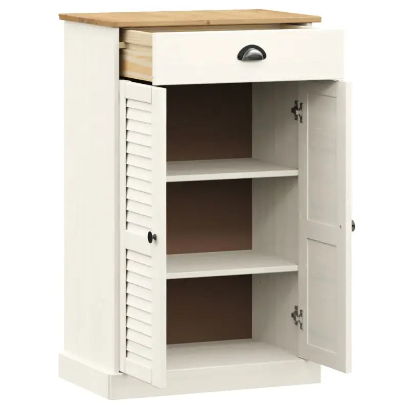 Elegante schoenenkast van massief grenenhout met metalen handgrepen - Wit / 1 - Schoenenrekken