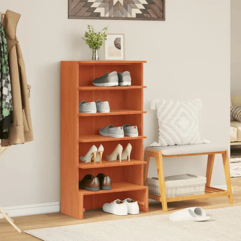 Elegante schoenenkast van massief grenenhout voor een opgeruimde ruimte - Bruin / 1 / 52 cm - Schoenenrekken