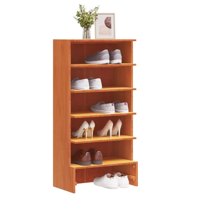 Elegante schoenenkast van massief grenenhout voor een opgeruimde ruimte - Bruin / 1 / 52 cm - Schoenenrekken