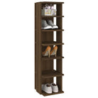 Elegante schoenenrek van bewerkt hout voor een georganiseerde opgeruimde ingang - bruin eikenkleur / 1 - Schoenenrekken