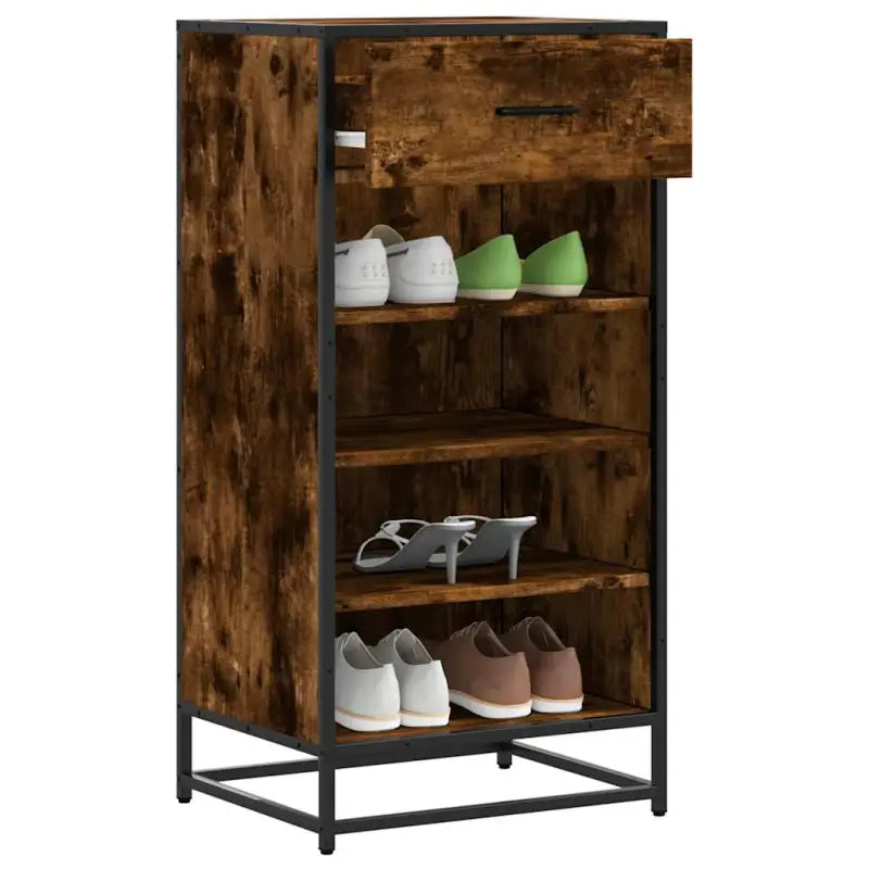 Elegante schoenenrek van bewerkt hout voor een opgeruimde omgeving - Gerookt eiken / 1 - Schoenenrekken