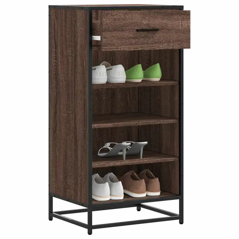 Elegante schoenenrek van bewerkt hout voor een opgeruimde omgeving - bruin eikenkleur / 1 - Schoenenrekken