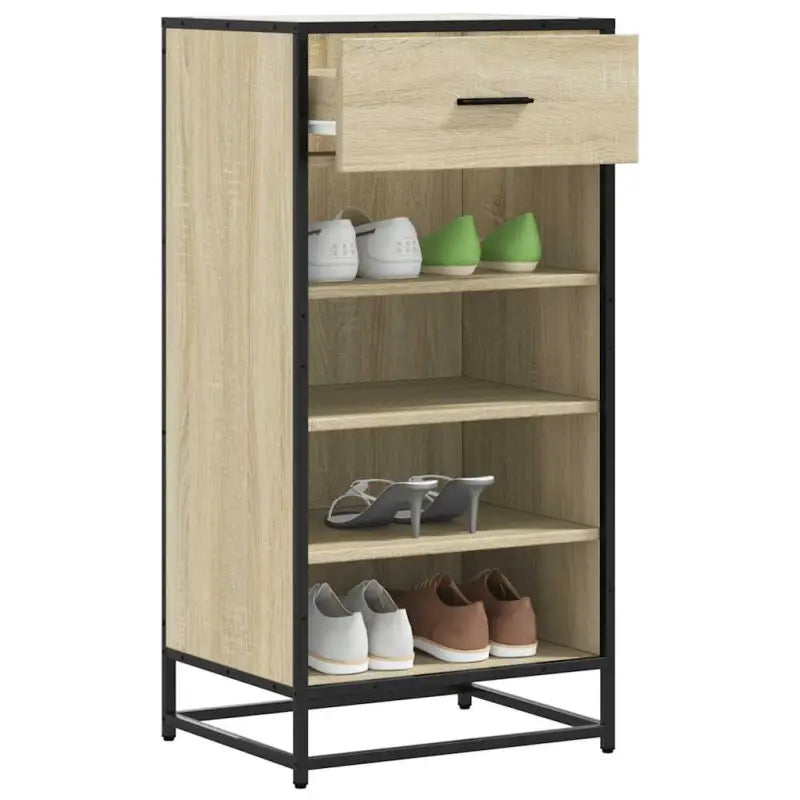 Elegante schoenenrek van bewerkt hout voor een opgeruimde omgeving - Sonoma eiken / 1 - Schoenenrekken