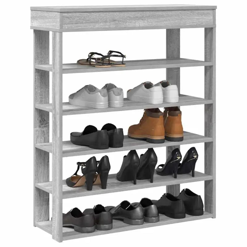 Elegante schoenenrek van bewerkt hout voor een opgeruimde ruimte - Grijs sonoma / 1 / 80 cm - Schoenenrekken