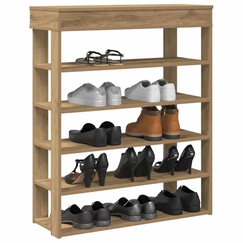 Elegante schoenenrek van bewerkt hout voor een opgeruimde ruimte - artisanaal eikenkleurig / 1 / 80 cm - Schoenenrekken