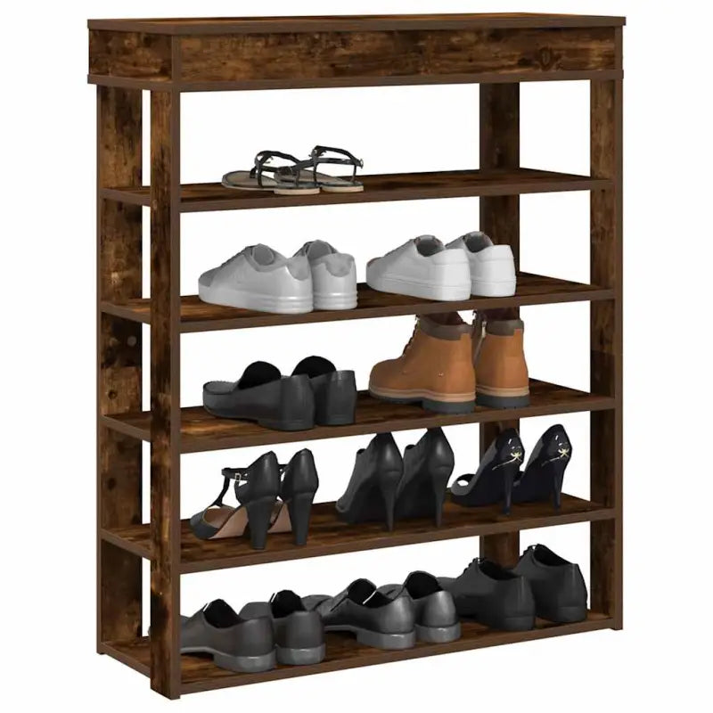 Elegante schoenenrek van bewerkt hout voor een opgeruimde ruimte - Gerookt eiken / 1 / 80 cm - Schoenenrekken