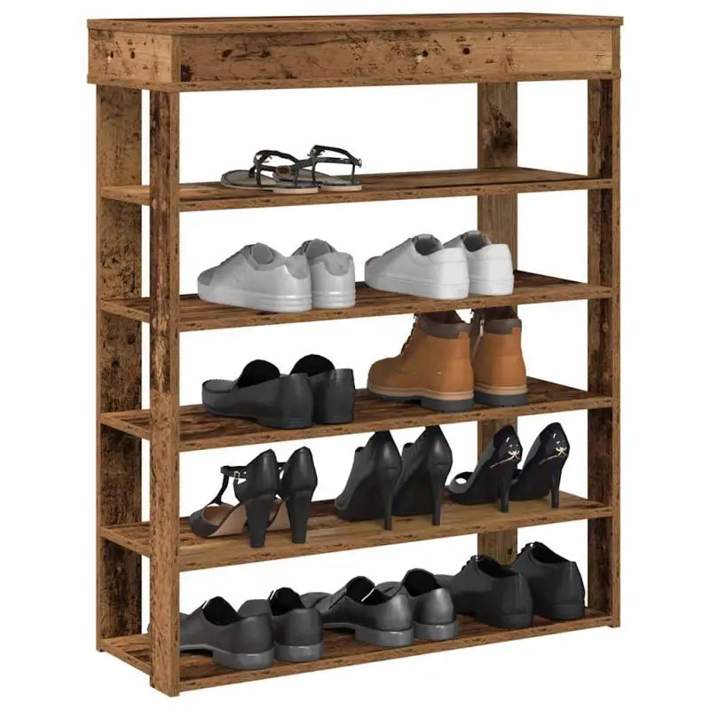 Elegante schoenenrek van bewerkt hout voor een opgeruimde ruimte - Oud hout / 1 / 80 cm - Schoenenrekken