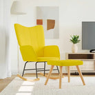 Elegante Schommelstoel met Blokpatroon voor een Modern Interieur - Mosterdgeel / 1 / Met voetensteun - Schommelstoelen