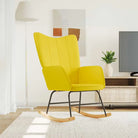Elegante Schommelstoel met Blokpatroon voor een Modern Interieur - Mosterdgeel / 1 / Zonder voetensteun