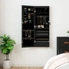 Elegante sieradenkast van bewerkt hout met LED-verlichting - Zwart / 1 - Spiegels
