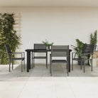 Elegante tuinset met gehard glas en gepoedercoat staal - 160 cm tafellengte - Tuinsets