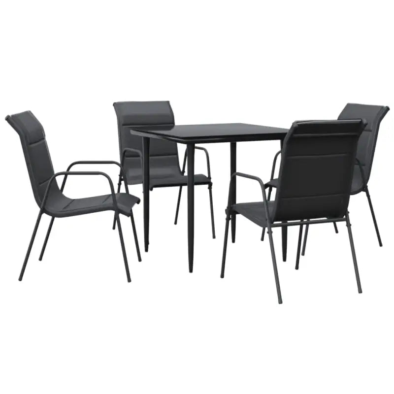 Elegante tuinset met gehard glas en gepoedercoat staal - 80 cm tafellengte - Tuinsets