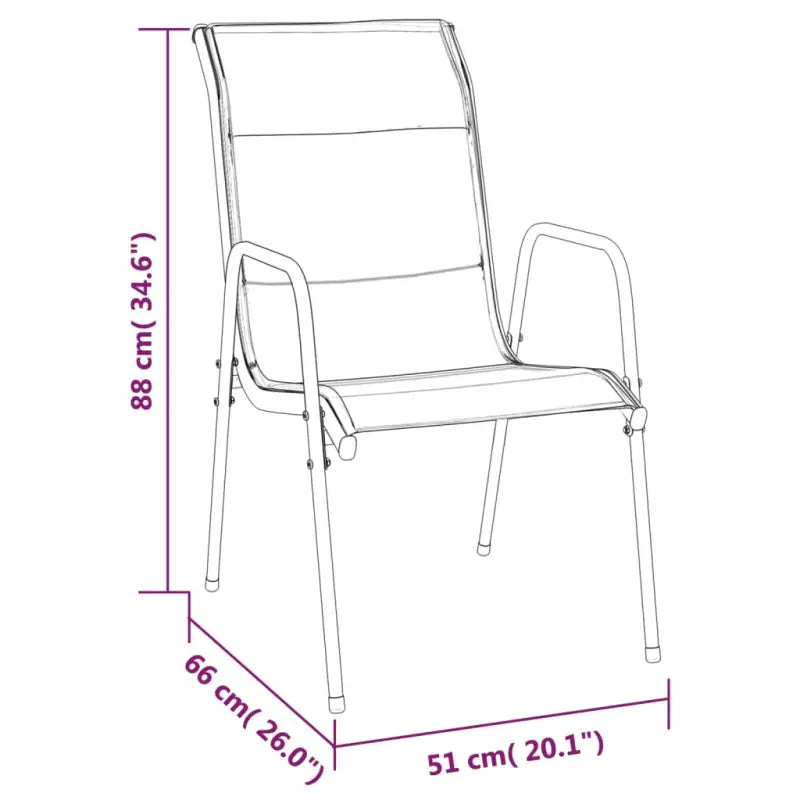 Elegante tuinset met gehard glas en gepoedercoat staal - 80 cm tafellengte - Tuinsets