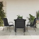 Elegante tuinset met gehard glas en gepoedercoatt staal - 80 cm tafellengte - Tuinsets