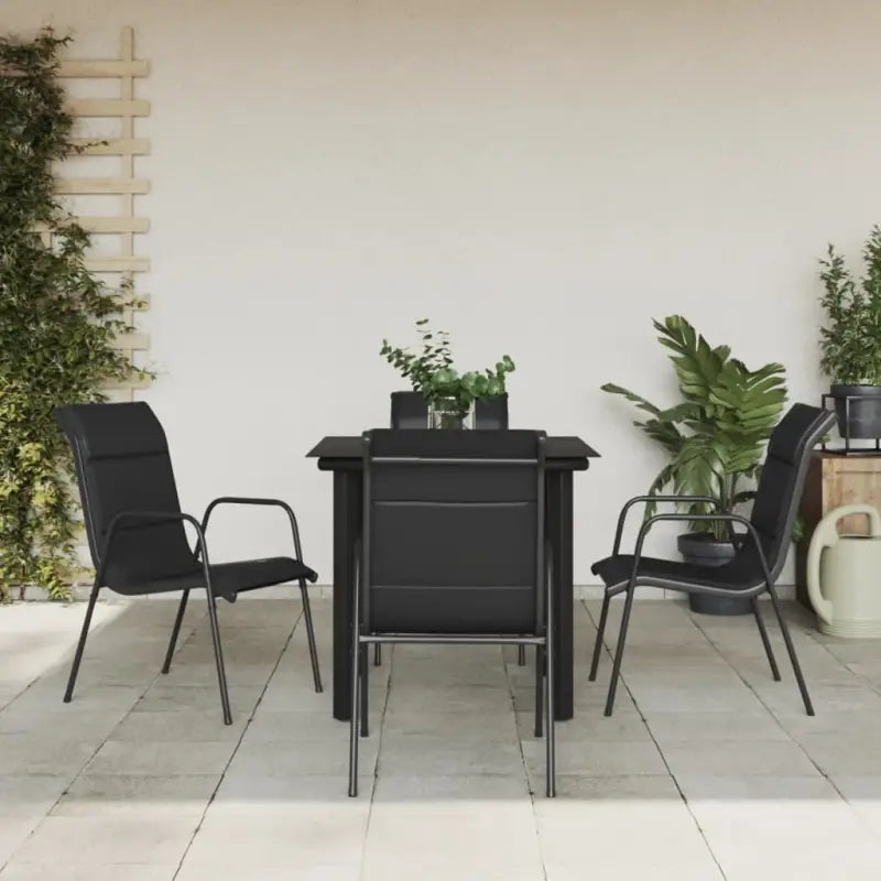 Elegante tuinset met gehard glas en gepoedercoatt staal - 80 cm tafellengte - Tuinsets