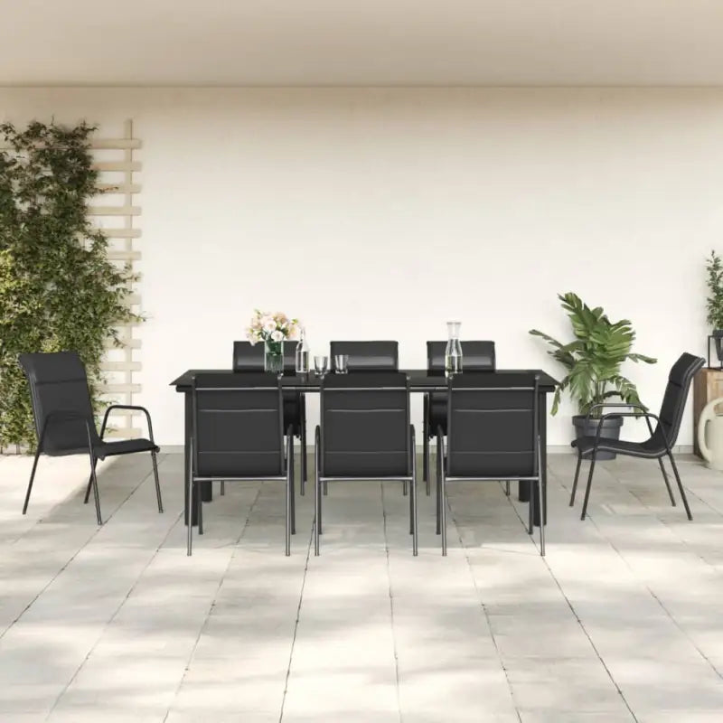 Elegante tuinset met gehard glas en gepoedercoatt staal - Tuinsets