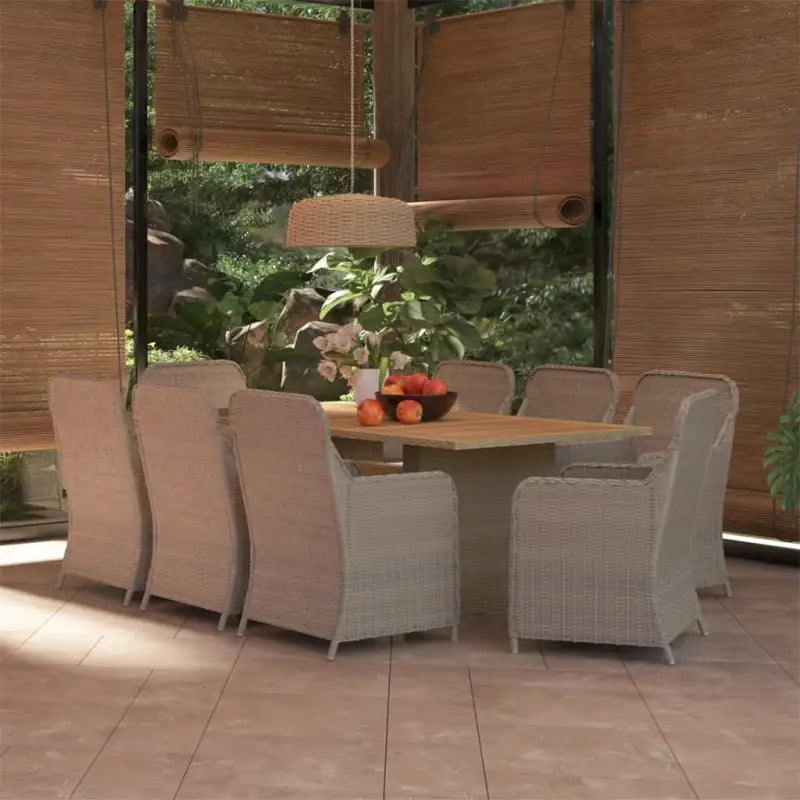 Elegante tuinset met massief acaciahout en gepoedercoat staal - Bruin / Nee - Tuinsets
