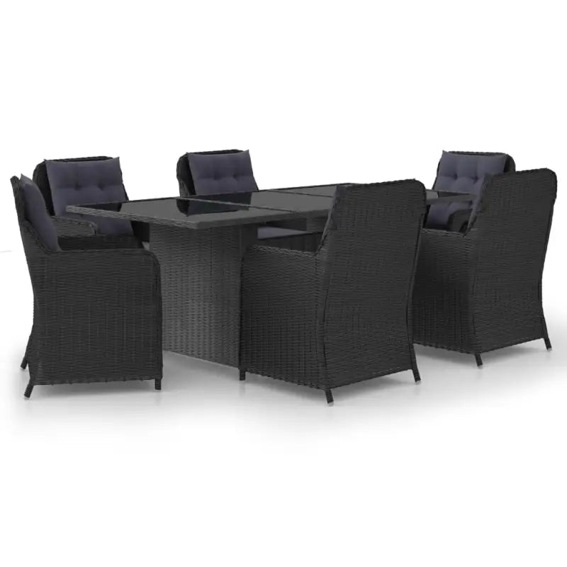 Elegante tuinset met massief acaciahout en gepoedercoat staal - Zwart / Ja - Tuinsets