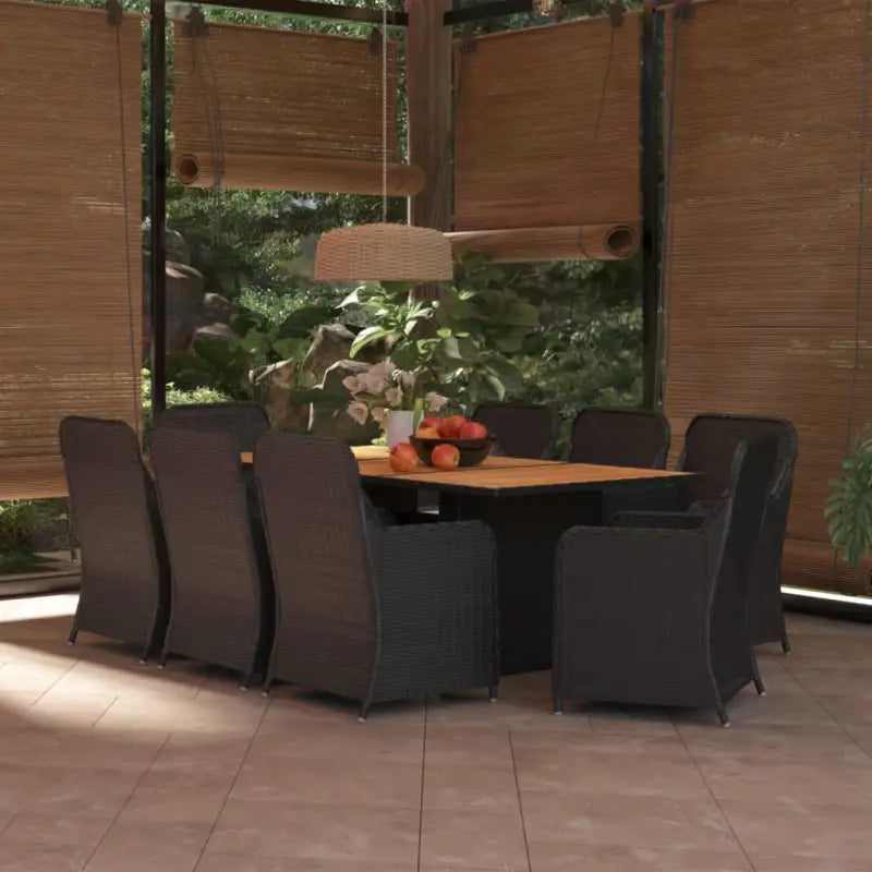 Elegante tuinset met massief acaciahout en gepoedercoat staal - Zwart en bruin / Nee - Tuinsets