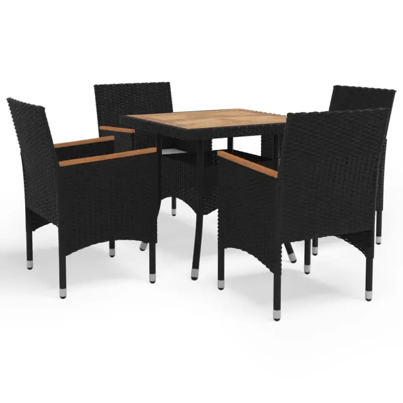Elegante tuinset met poly rattan en duurzame massief acaciahout constructie - 80 cm tafellengte - Tuinsets