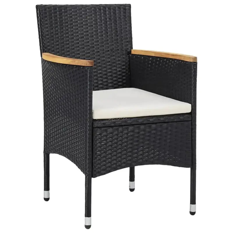 Elegante tuinset met poly rattan en duurzame massief acaciahout constructie - 80 cm tafellengte - Tuinsets