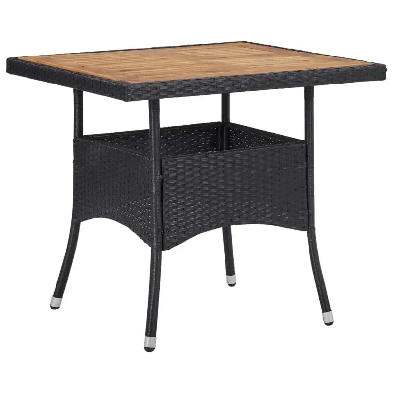 Elegante tuinset met poly rattan en duurzame massief acaciahout constructie - 80 cm tafellengte - Tuinsets