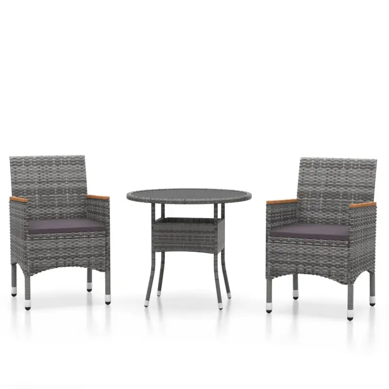 Elegante tuinset met poly rattan en gehard glas voor jouw terras - Grijs - Tuinsets