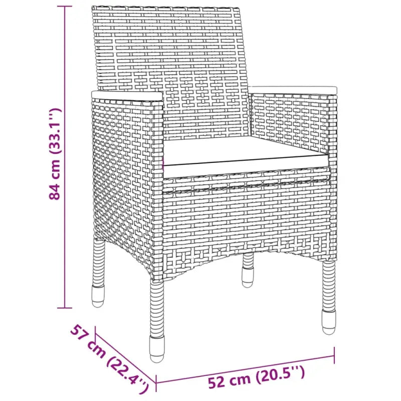 Elegante tuinset met poly rattan en gehard glas voor terras en tuin - Zwart - Tuinsets