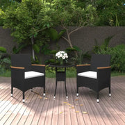 Elegante tuinset met poly rattan en gehard glas voor terras en tuin - Zwart - Tuinsets