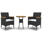 Elegante tuinset met poly rattan en gehard glas voor terras en tuin - Zwart - Tuinsets