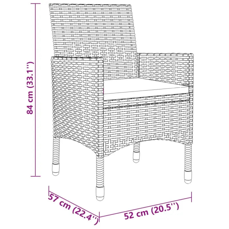 Elegante tuinset met poly rattan en gehard glas voor tuin en terras - Tuinsets