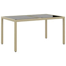 Elegante tuinset met poly rattan en gehard glazen tafelblad - Beige - Tuinsets