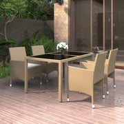 Elegante tuinset met poly rattan en gehard glazen tafelblad - Beige - Tuinsets