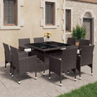 Elegante tuinset met poly rattan en gehard glazen tafelblad - Bruin - Tuinsets
