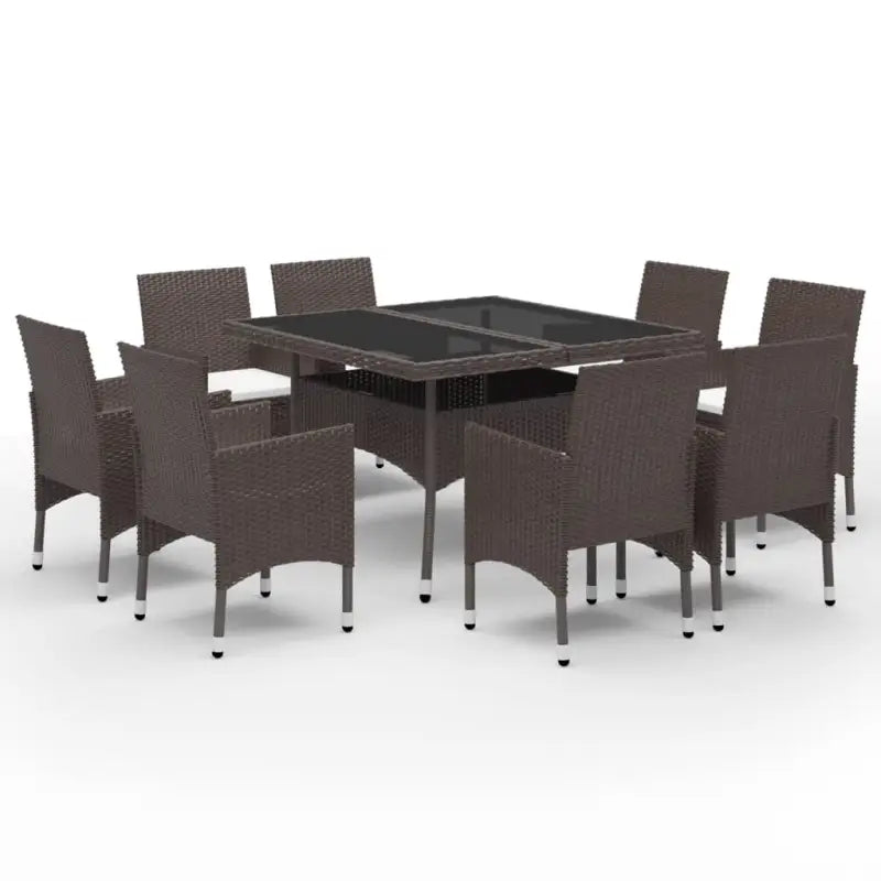 Elegante tuinset met poly rattan en gehard glazen tafelblad - Tuinsets