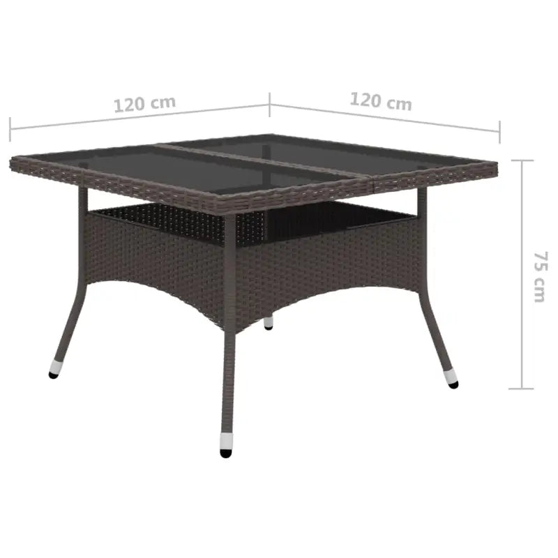 Elegante tuinset met poly rattan en gehard glazen tafelblad - Tuinsets