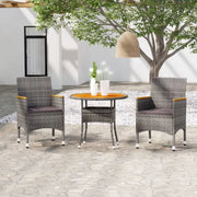 Elegante tuinset met poly rattan en massief acaciahout afmetingen - Grijs - Tuinsets
